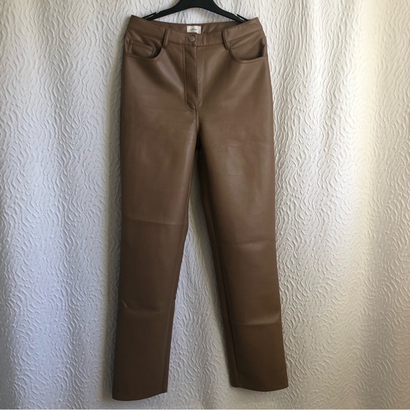 Aritzia Wilfred Constant Camel The Melina Pant High-waisted Vegan Leather Pants - Picture 4 of 13